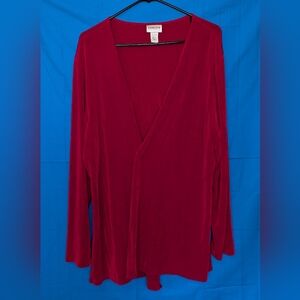 Chico's Traveler Red Slinky Long Cardigan Jacket Size 3 Or XL